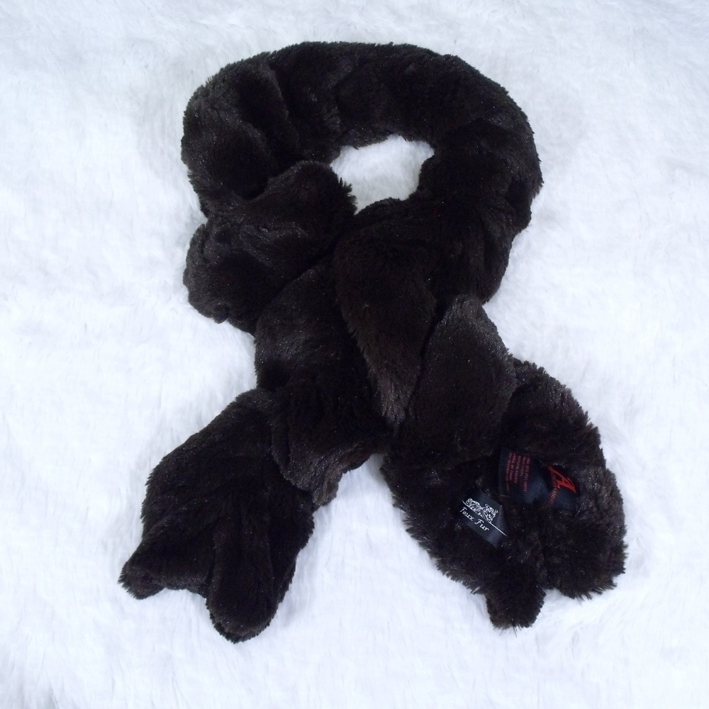 Adrienne Landau Brown Faux Fur Scarf